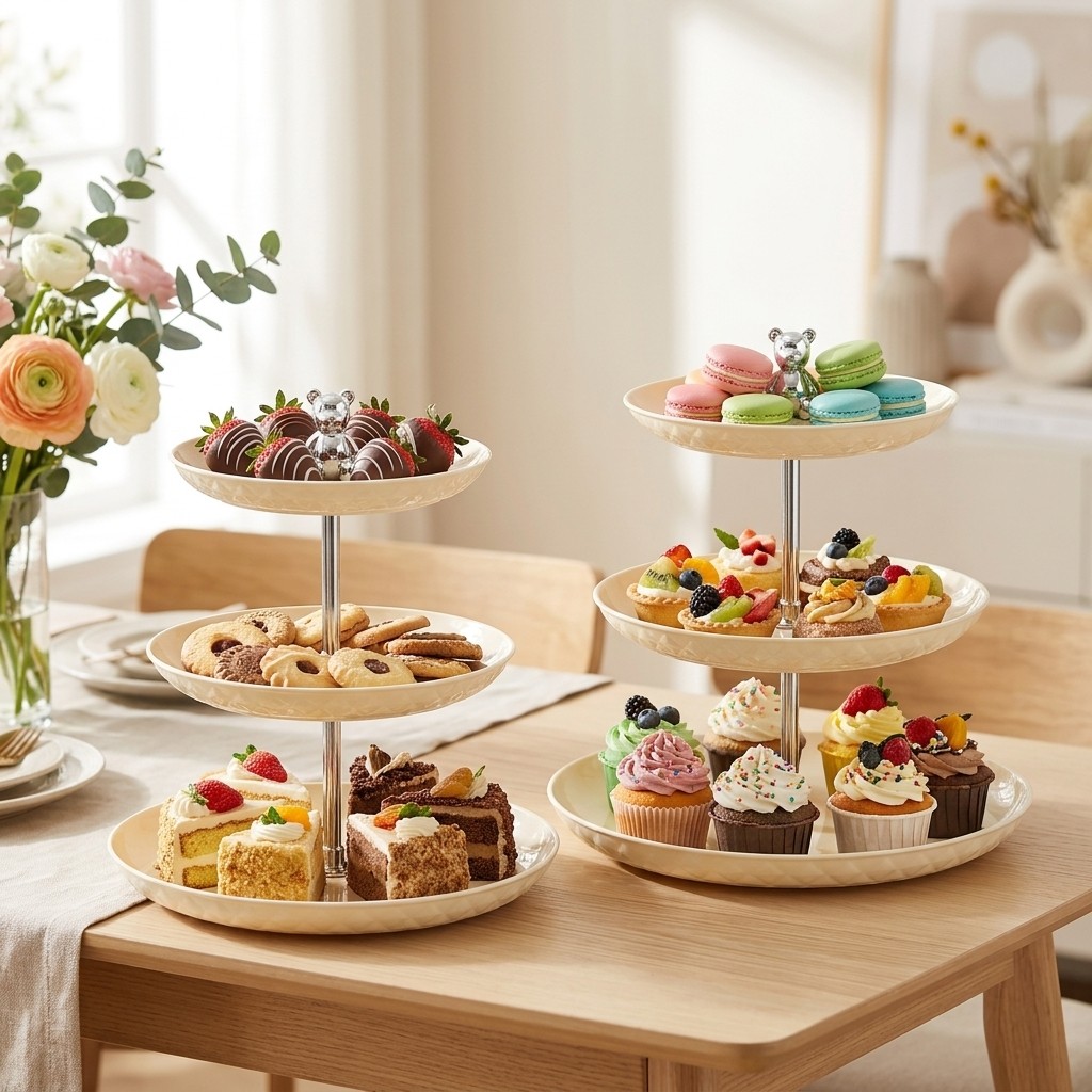 Cupcake Stand Tier - 2/3 Katmanlı Plastik Kek Standı Tatlı