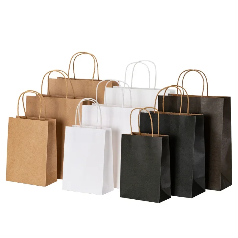 Party Event Supply Store - 10/20/30/40/50 adet/lot Saplı Kraft Kağıt Çanta,